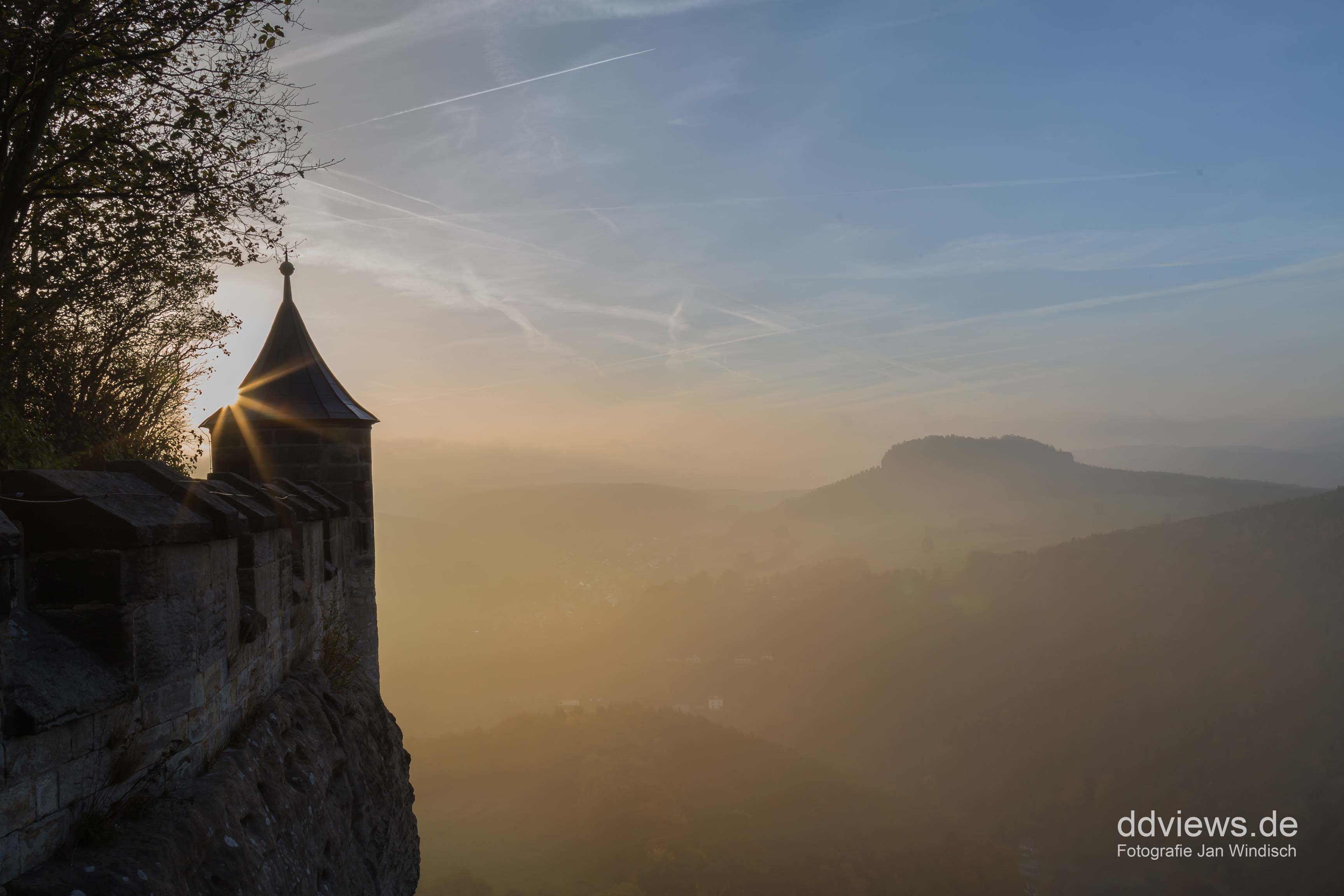 Festung Königstein im Sonnenaufgang