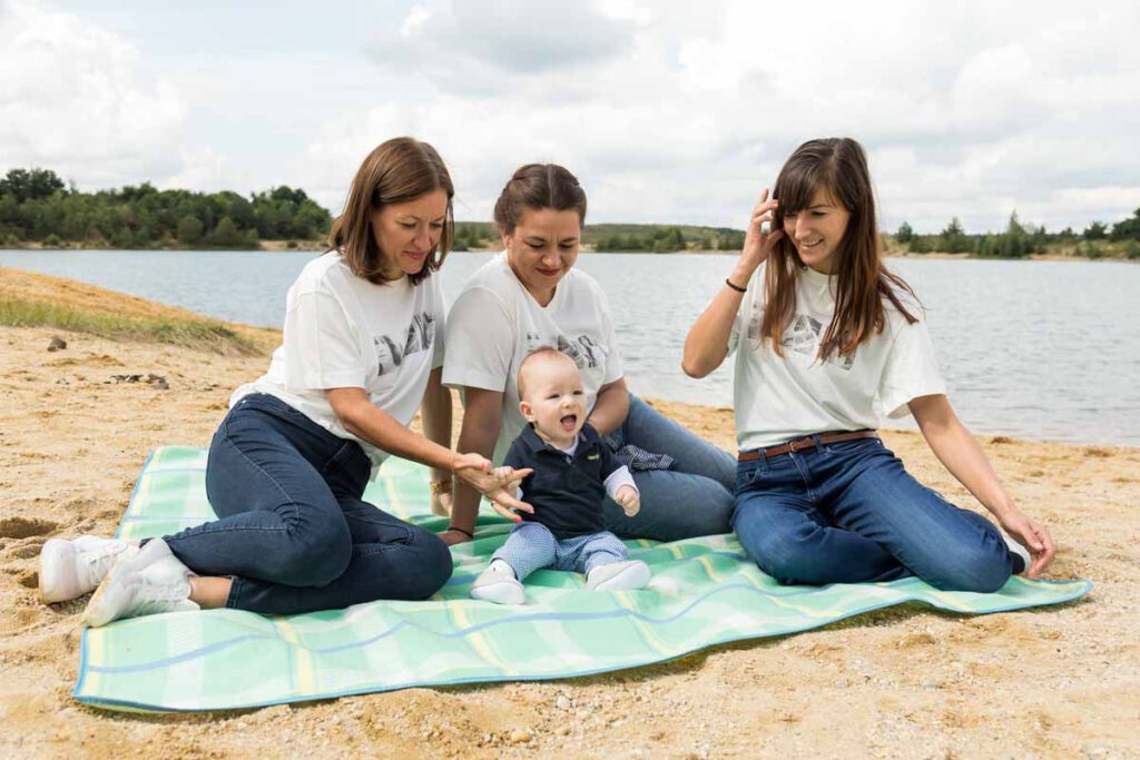 Familie am See in Dresden